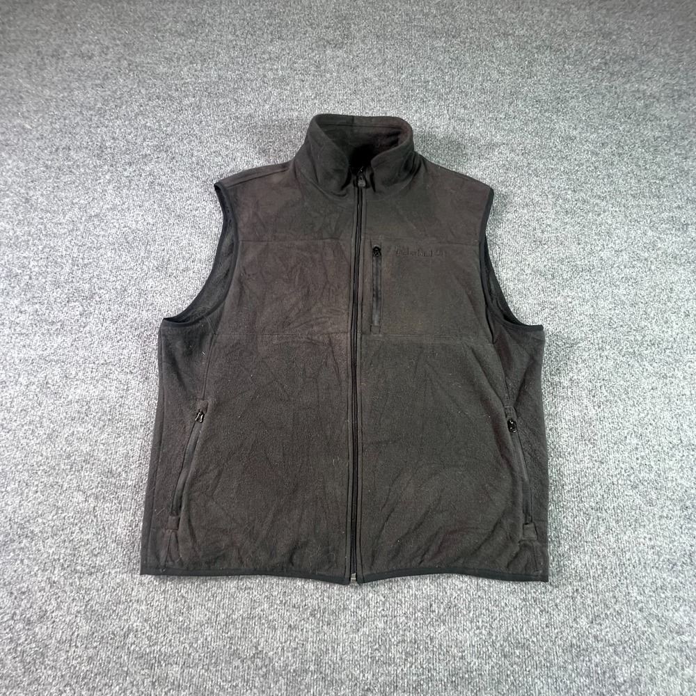 Timberland Vest Mens Large Black Polar Fleece Full Zip Gorpcore Outdoor 58NE612